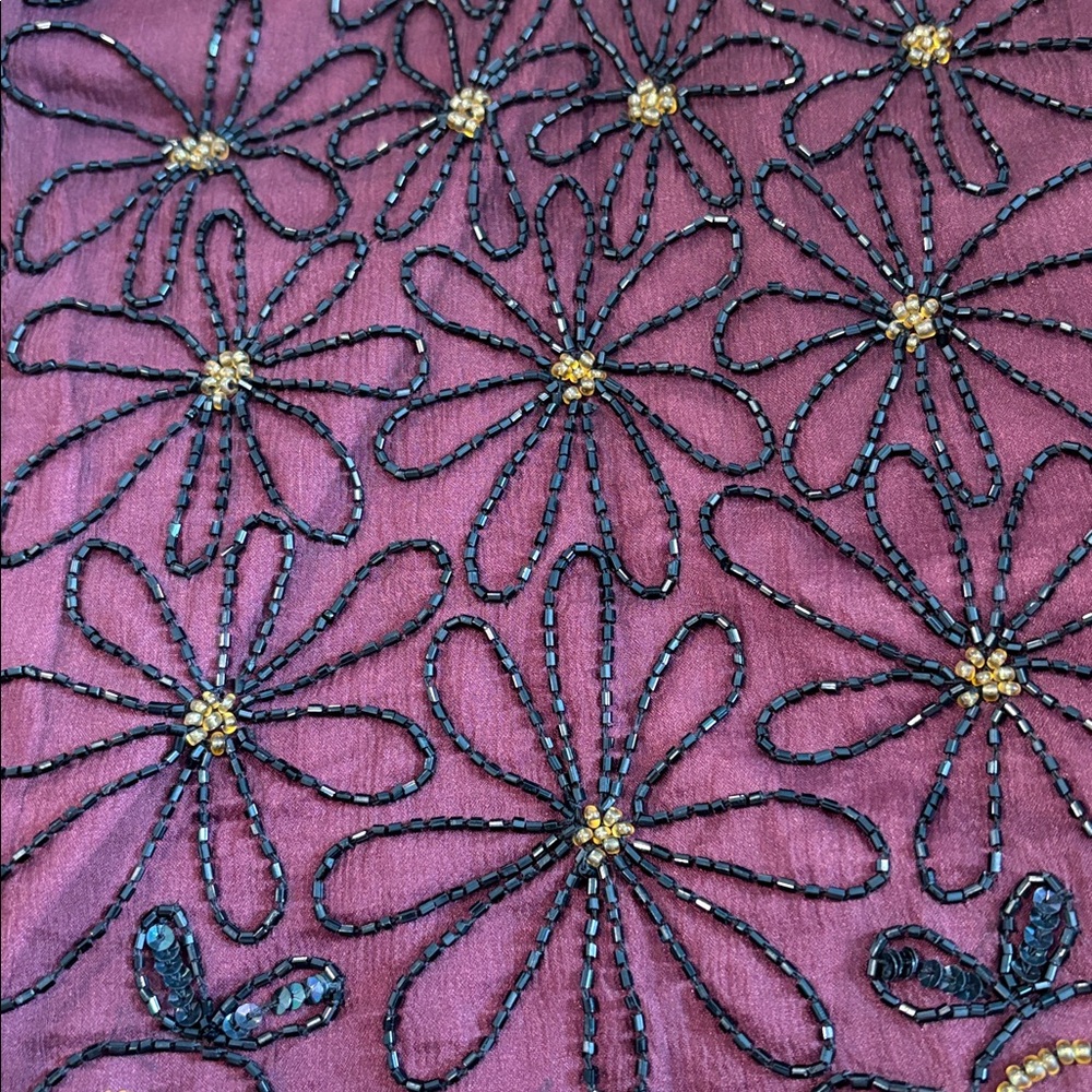 Papell Boutique Evening Burgundy and Black Silk Sleeveless Top XL - Picture 14 of 14